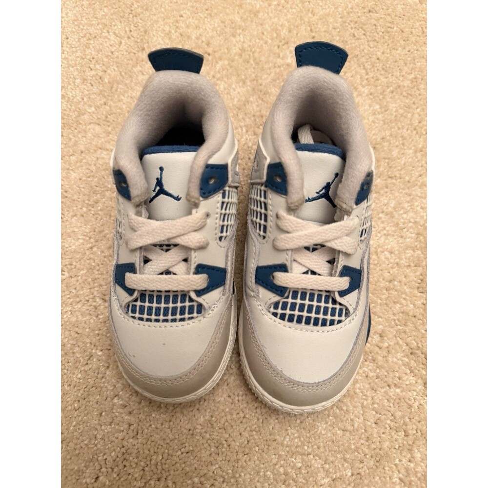 Jordan Air Jordan 4 Unisex Toddler 7C White/Blue/Gray Leather Low Top Sneaker